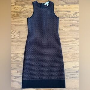 NWOT Michael Kors Navy Logo-Print Sleeveless Midi Sheath Dress
